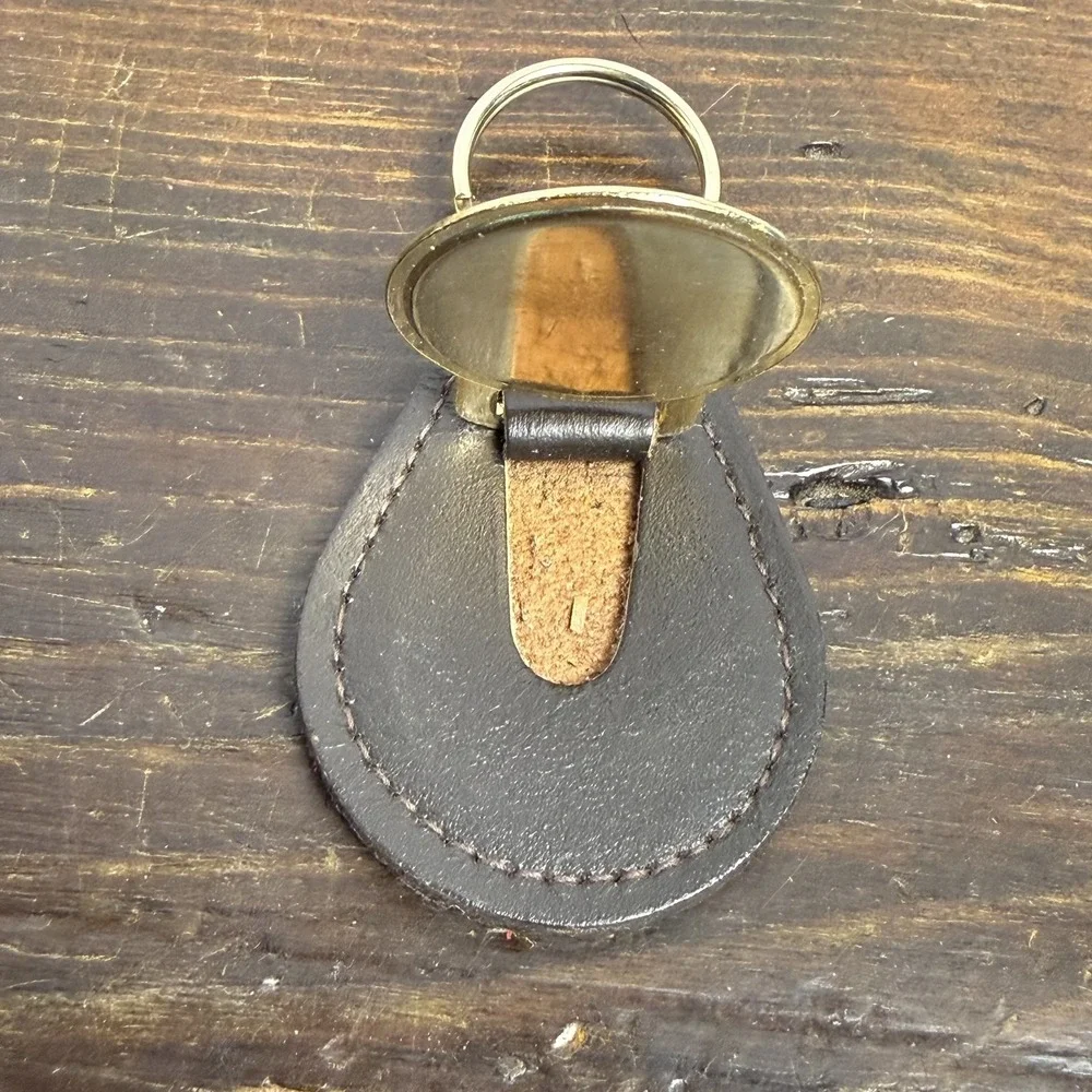 Masonic Freemason‎ Leather Key Fob Keychain Keyring Blue Gold Emblem Fraternal